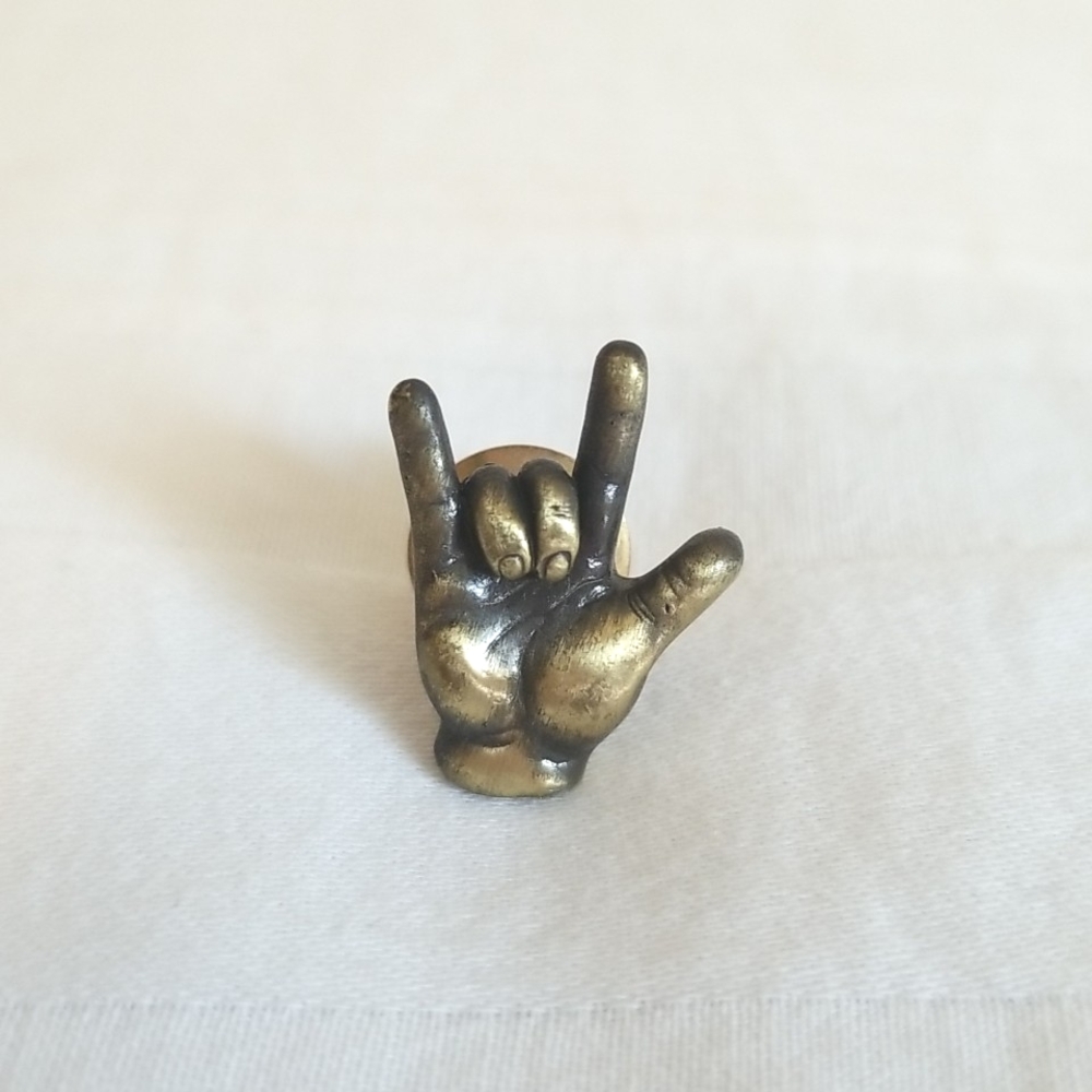 Brass Hang Ten Hand Pin